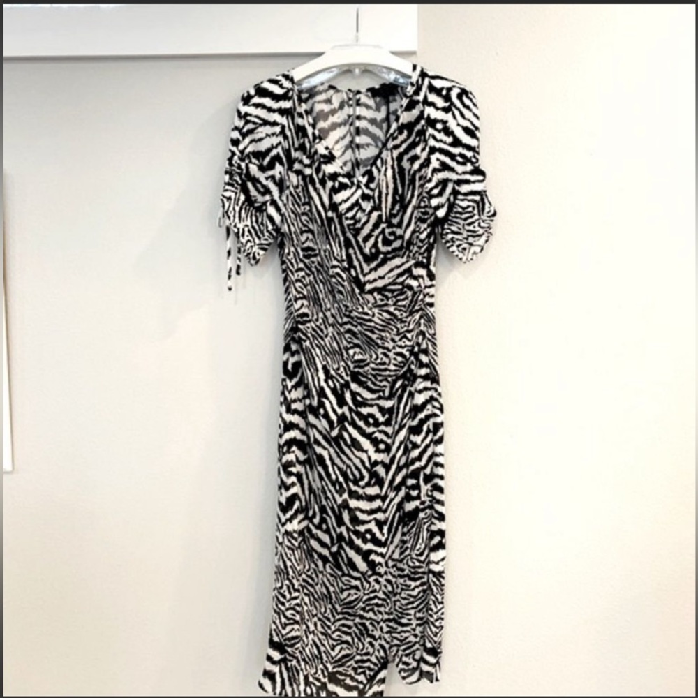 ALL SAINTS Carla Remix dress V-neck Faux wrap Asymmetrical hemline size 6